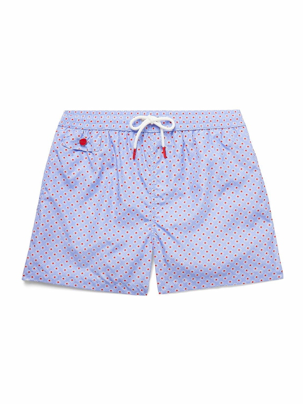 Photo: Kiton - Straight-Leg Mid-Length Printed Swim Shorts - Blue