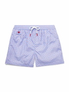Kiton - Straight-Leg Mid-Length Printed Swim Shorts - Blue