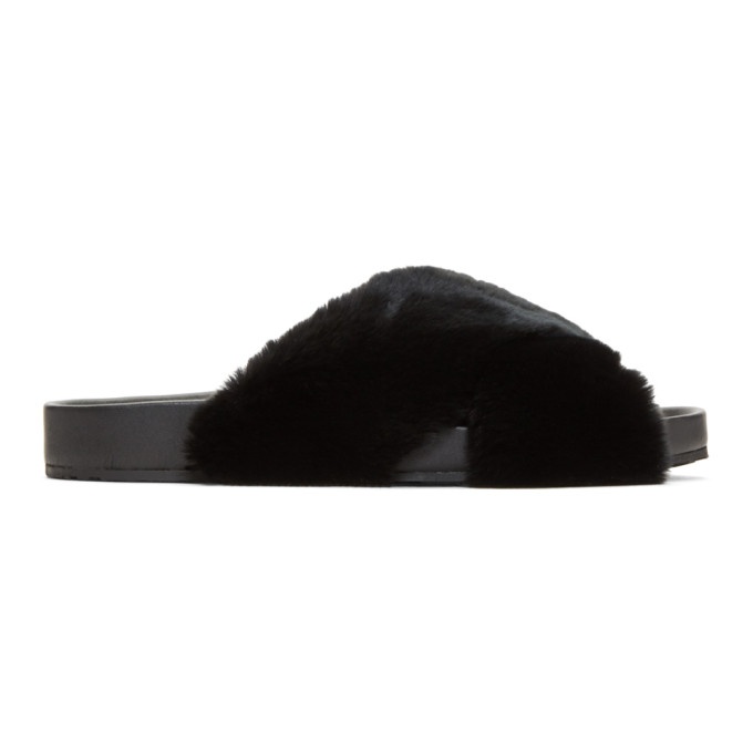 Photo: Dolce and Gabbana Black Fur Slides