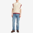 AMI Paris Men's Ribbed College Vest in White Cream