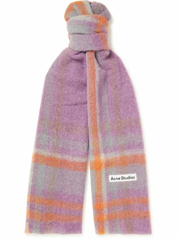 Photo: Acne Studios - Logo-Appliquéd Checked Textured-Knit Scarf