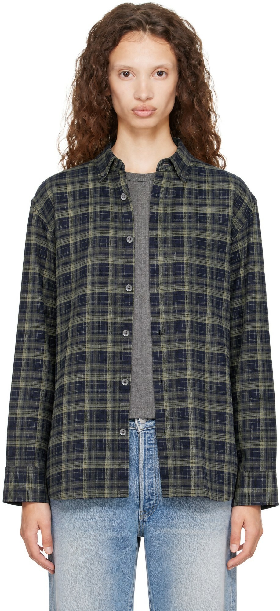 Dunst Navy Checked Flannel BD Shirt