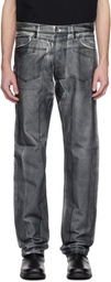 Karmuel Young Black Overprinted Foil Cuboid Jeans