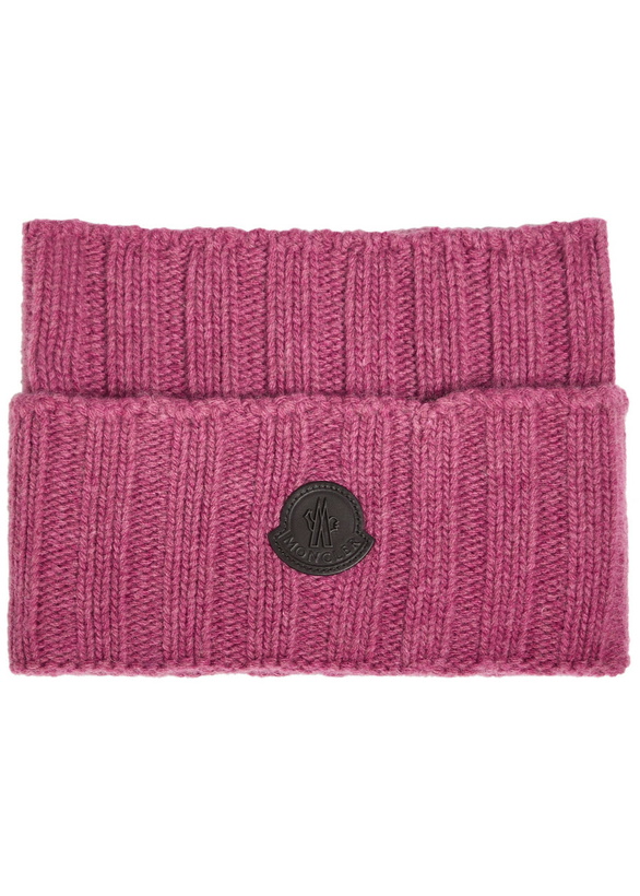 Photo: Moncler Logo-appliquéd Wool and Cashmere-blend Collar - Dark Pink - One Size