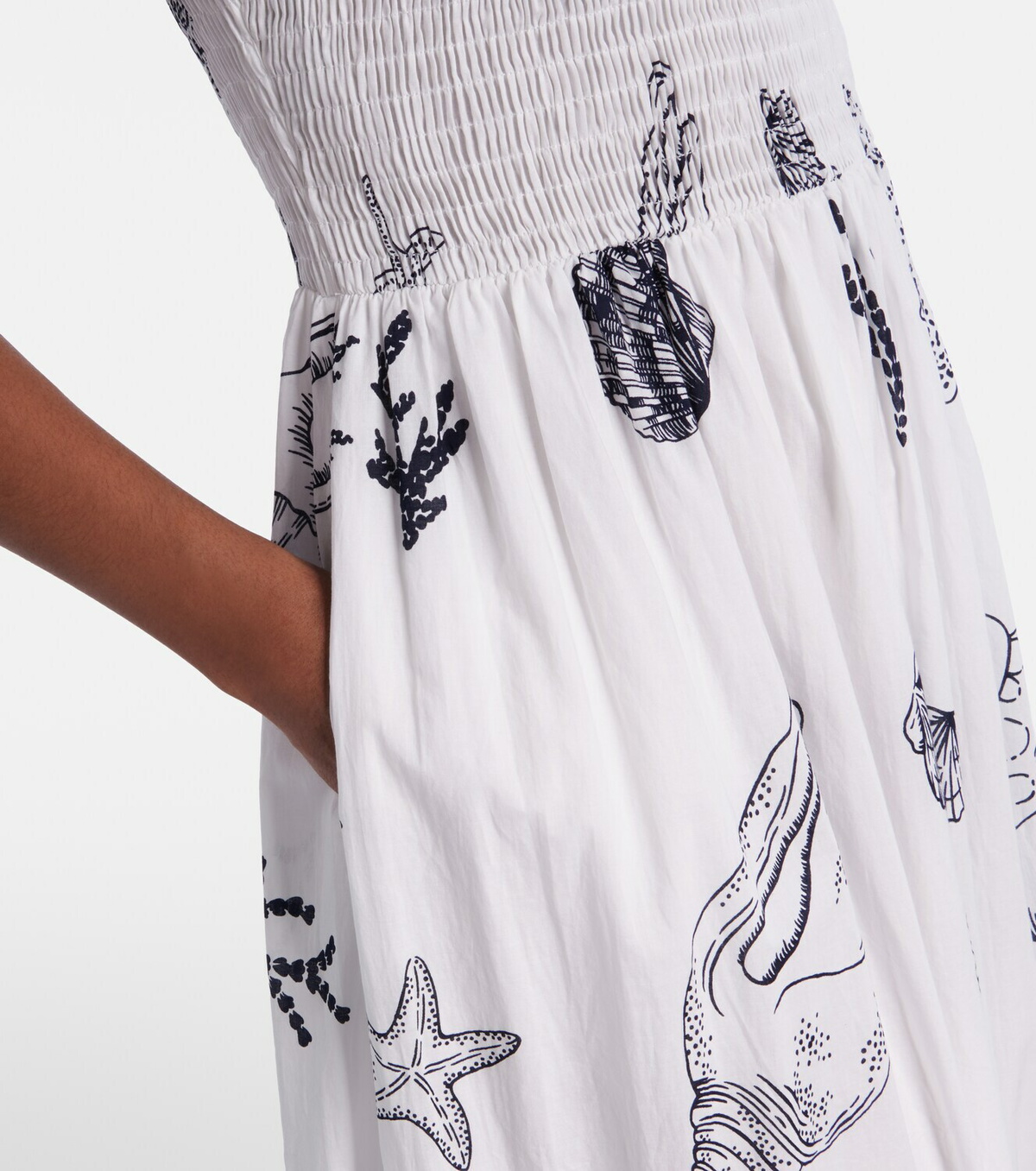 Poupette St Barth Suzanne shirred cotton muslin maxi dress