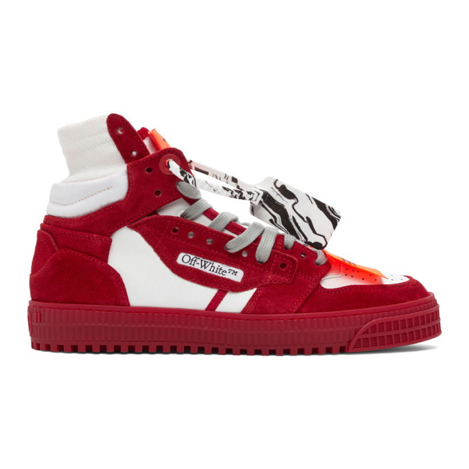 Photo: Off-White White and Red Off Court 3.0 High-Top Sneakers