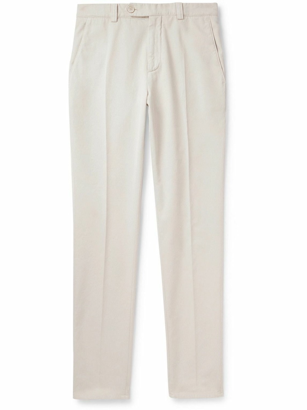 Photo: Brunello Cucinelli - Straight-Leg Cotton-Twill Trousers - Neutrals