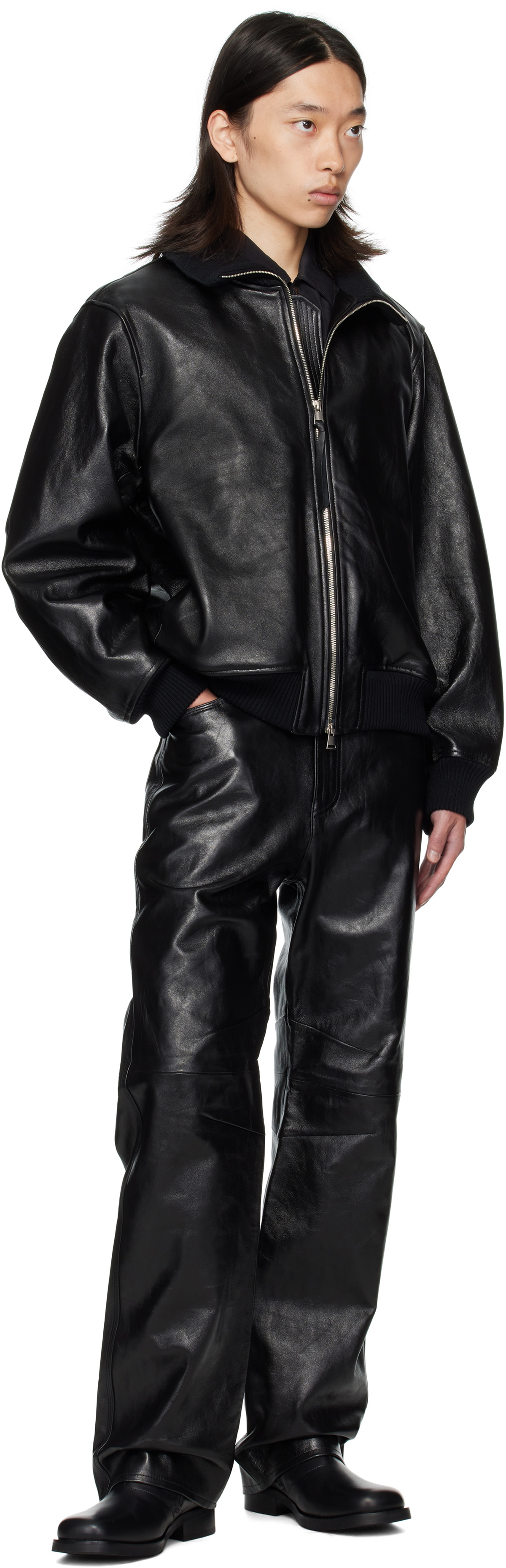 OUAT Black Office Leather Pants