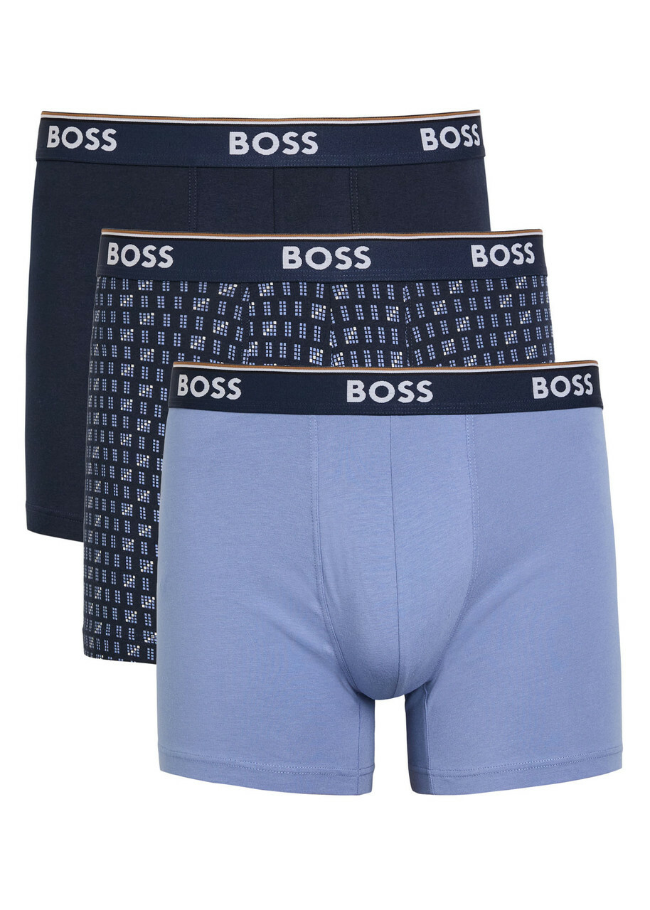 Boss Stretch-cotton Boxer Briefs set of Three Blue
