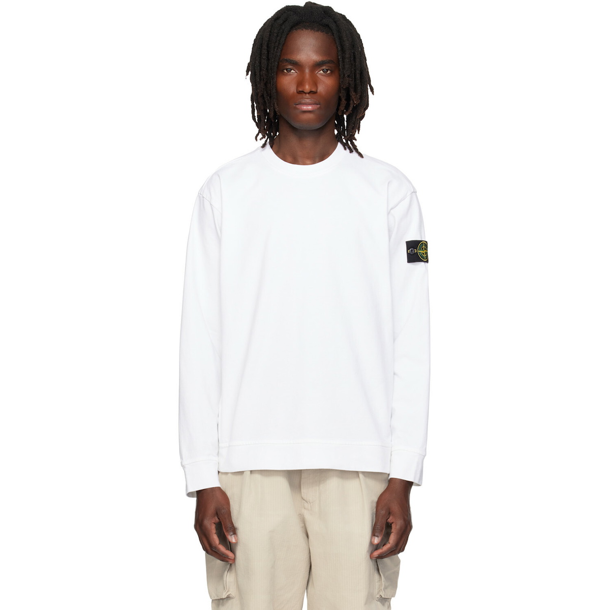 Stone Island White 6100057 Heavy Organic Cotton Sweatshirt