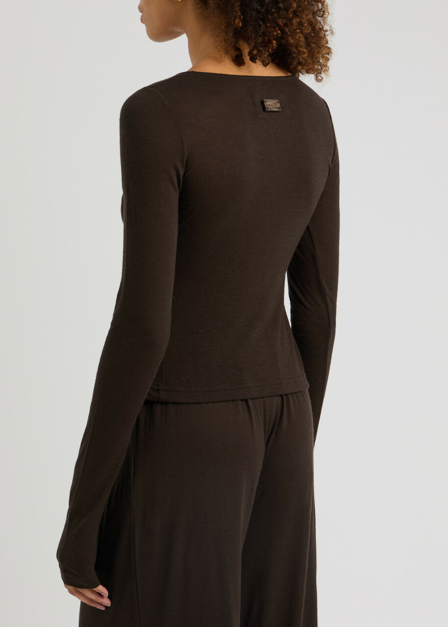 16 Arlington Daye Open-front Jersey Cardigan Brown