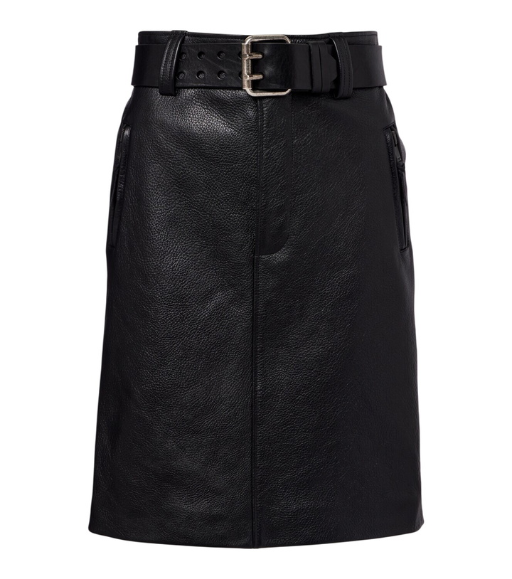 Photo: Saint Laurent Belted leather pencil skirt
