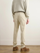 Brunello Cucinelli - Straight-Leg Pleated Cotton-Corduroy Trousers - Neutrals