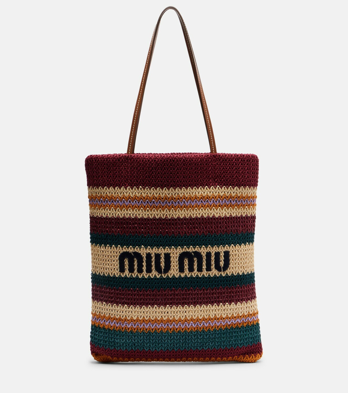 Miu Miu Woven raffia-effect tote bag