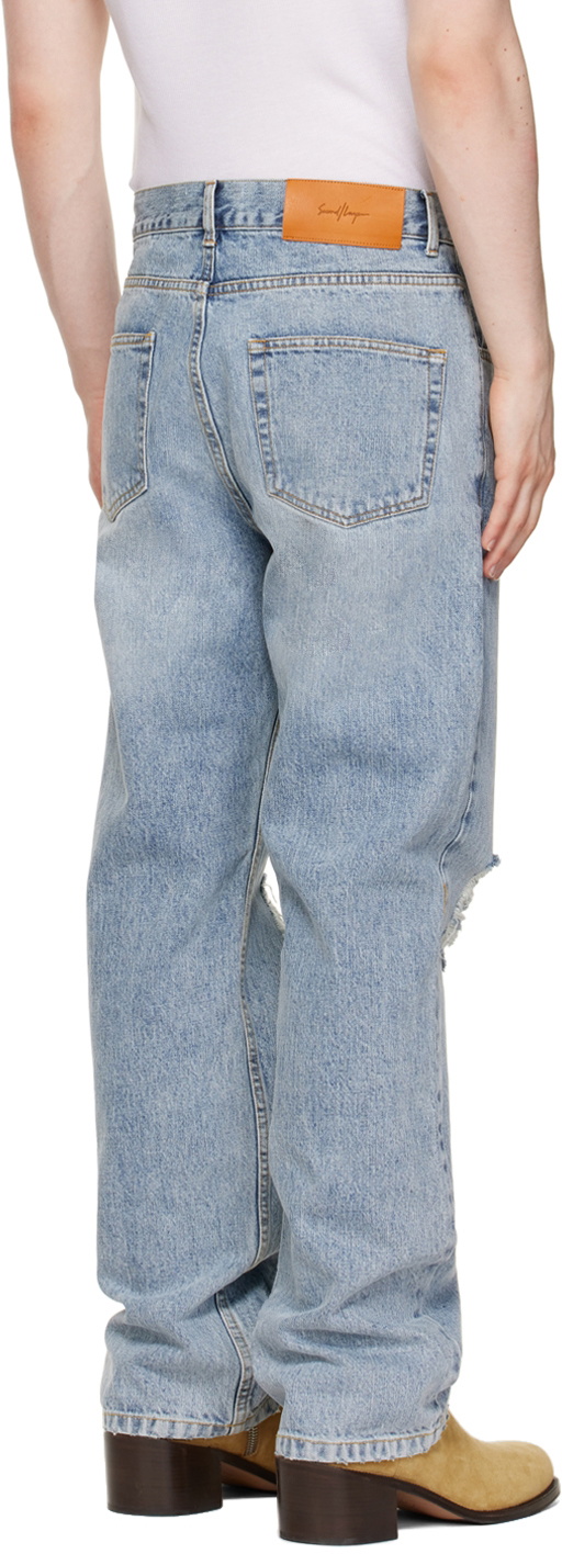 SECOND/LAYER Destroyed Denim Big Papi Baggy Fit Jeans - Stone Wash