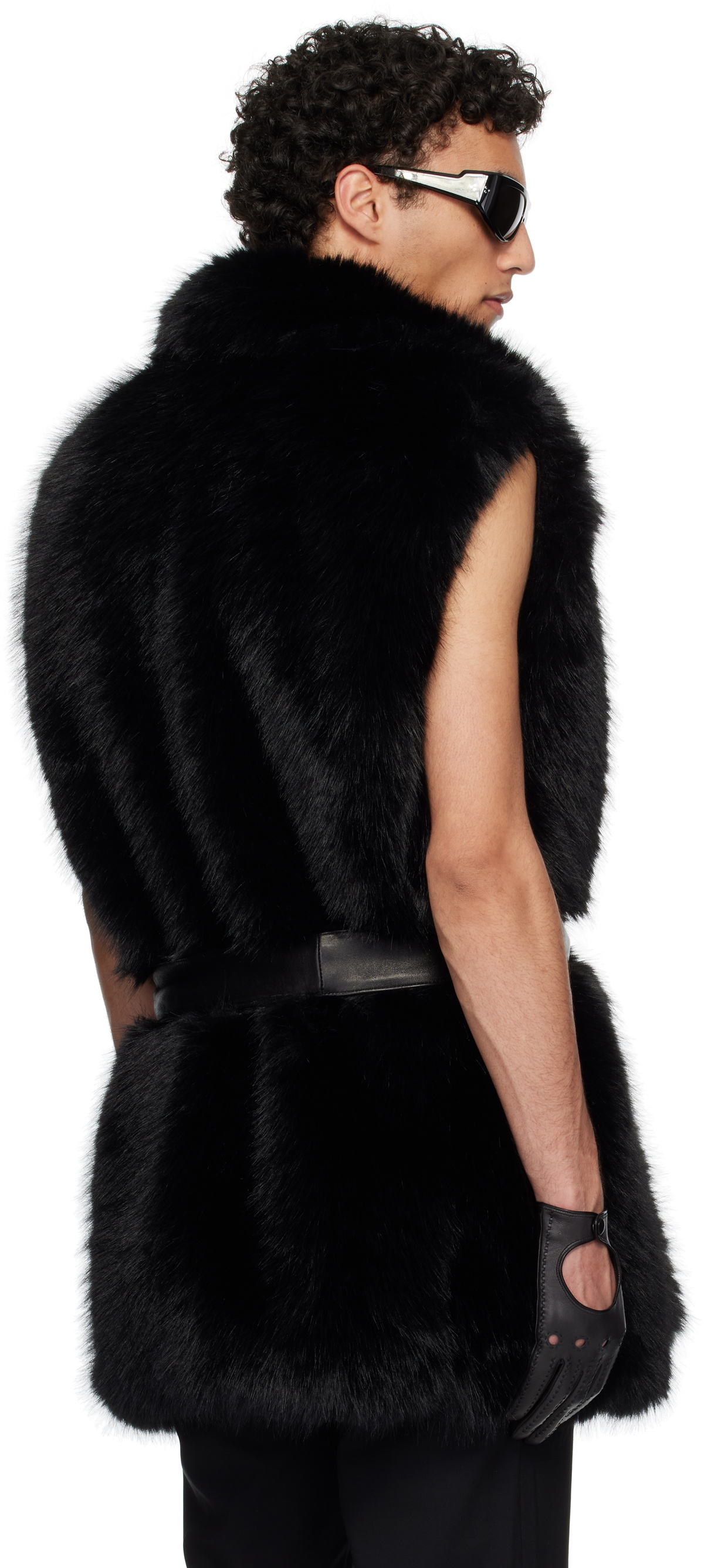 Ernest W. Baker Black Faux-Fur Vest