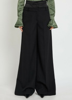 Erdem Layered Wide-leg Silk-blend and Wool Trousers Black