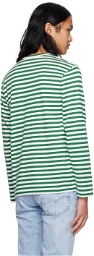 COMME des GARÇONS PLAY Green & White Heart Long Sleeve T-Shirt