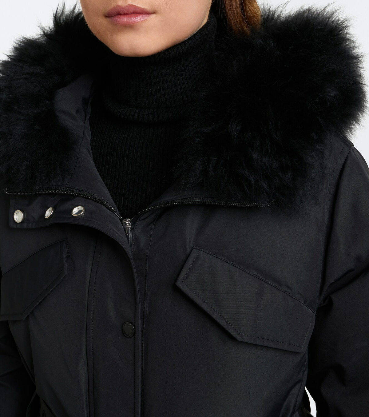 Yves Salomon Belted shearling-trimmed ski jacket