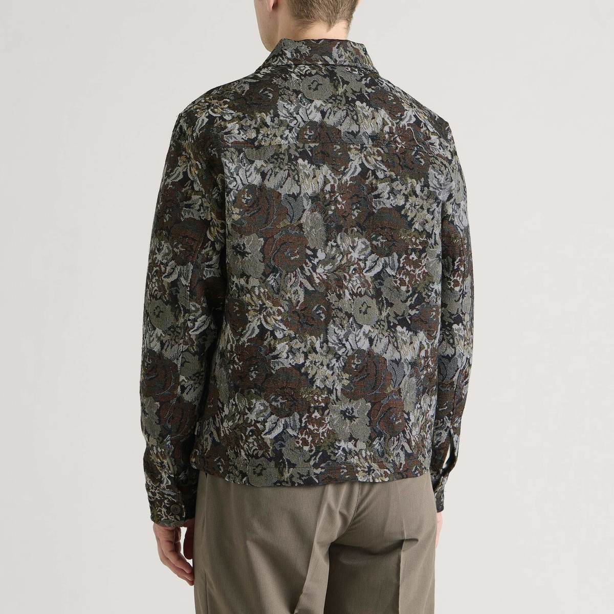 Les Deux Men's Rose Jacquard Overshirt in Dark Sand