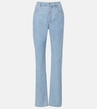 Bottega Veneta Intrecciato leather-trimmed straight jeans