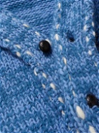 KAPITAL - Topstitched Wool Cardigan - Blue