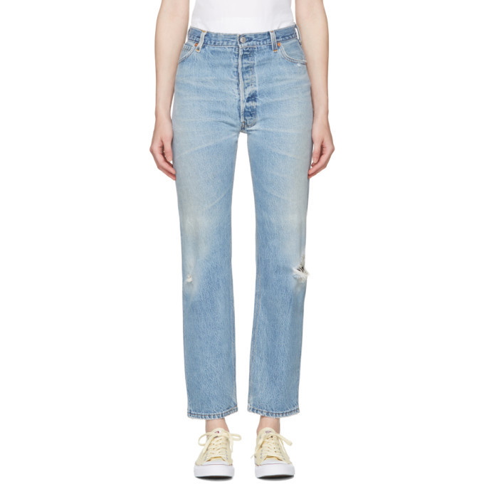 Photo: Re/Done Blue Ultra High-Rise Straight Jeans