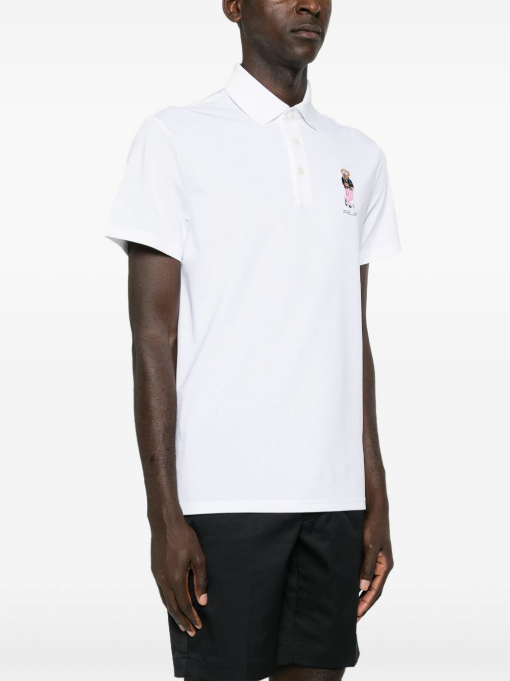RLX Ralph Lauren White Polo Bear Piqué Polo Shirt