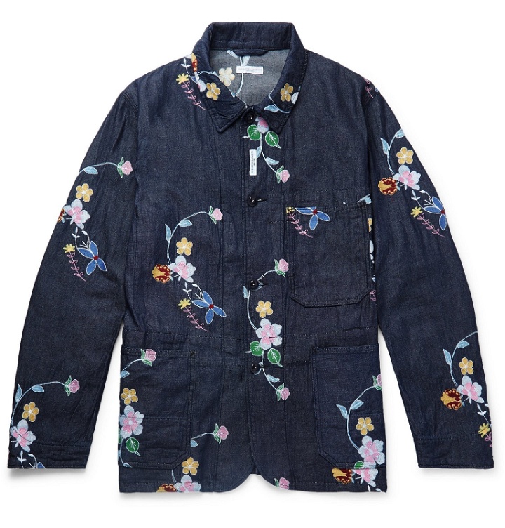 Photo: Engineered Garments - Embroidered Denim Chore Jacket - Blue