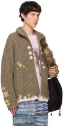 doublet Brown Darning Cutoff Drivers Cardigan