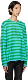 SUNNEI Green & Blue Striped Long Sleeve T-Shirt