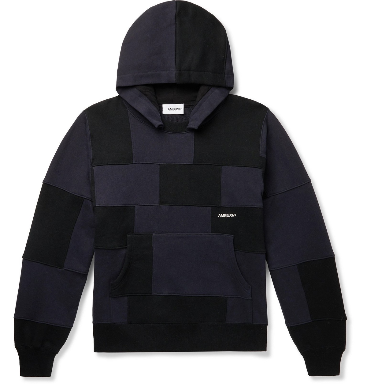 AMBUSH® - Logo-Embroidered Patchwork Loopback Cotton-Jersey Hoodie - Black  Ambush