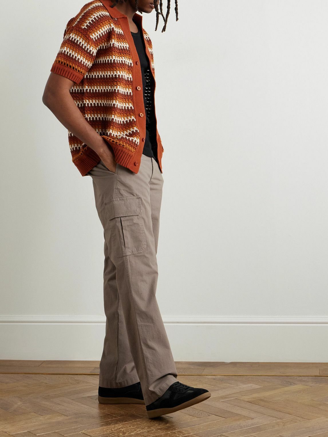 Mr P. - Edward Straight-Leg Organic Cotton-Blend Ripstop Cargo Trousers - Brown