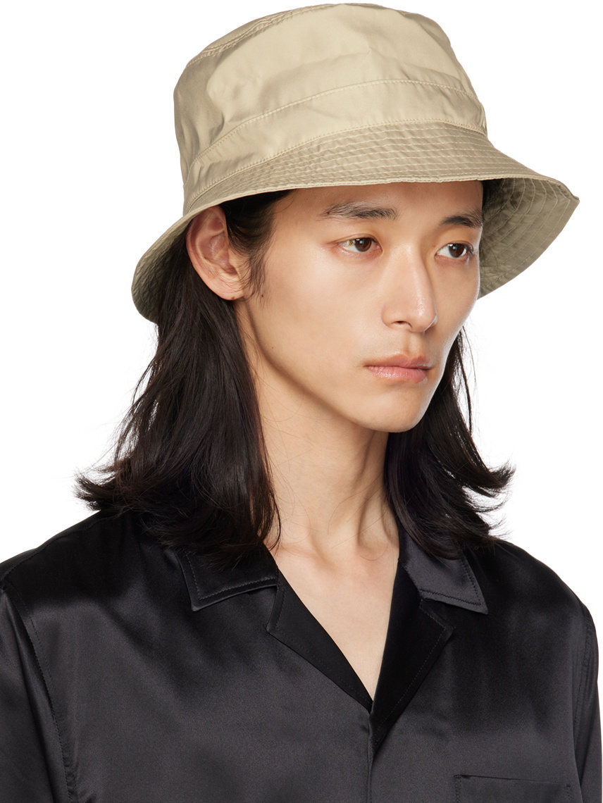 GANNI Beige Logo Patch Bucket Hat