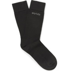 Gucci - Printed Waffle-Knit Stretch Cotton-Blend Socks - Men - Black