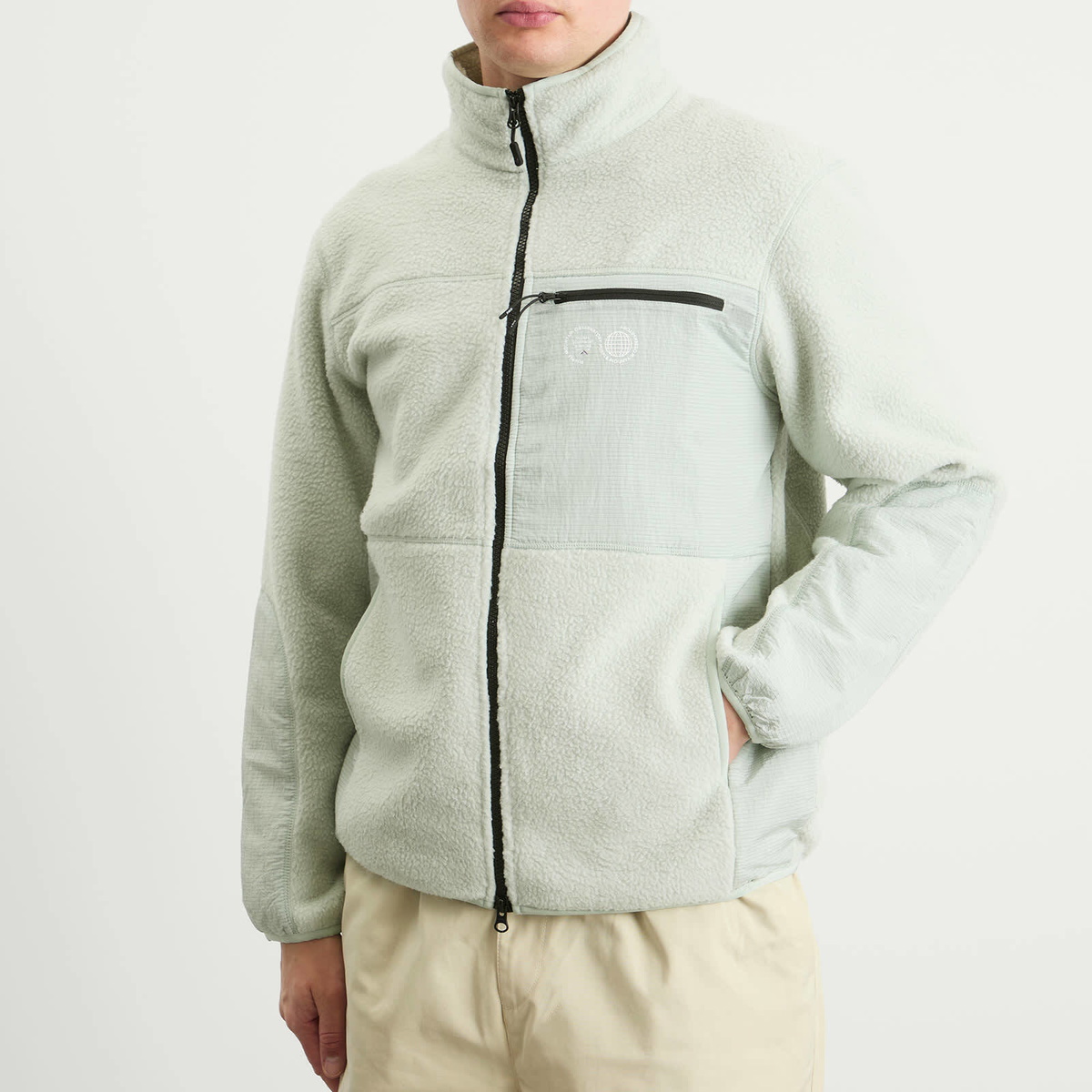 Purple Mountain Observatory Men's Borg Sherpa Fleece Jacket in Light Grey