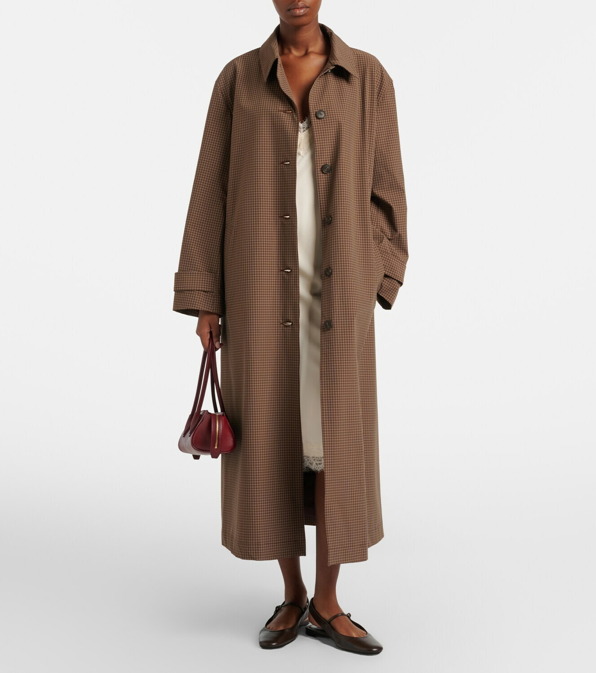 Róhe Checked belted coat