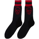 Alexander McQueen Black and Red Graffiti Skull Socks