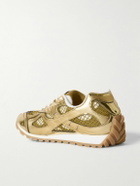 Bottega Veneta - Orbit Metallic Rubber and Mesh Sneakers - Gold