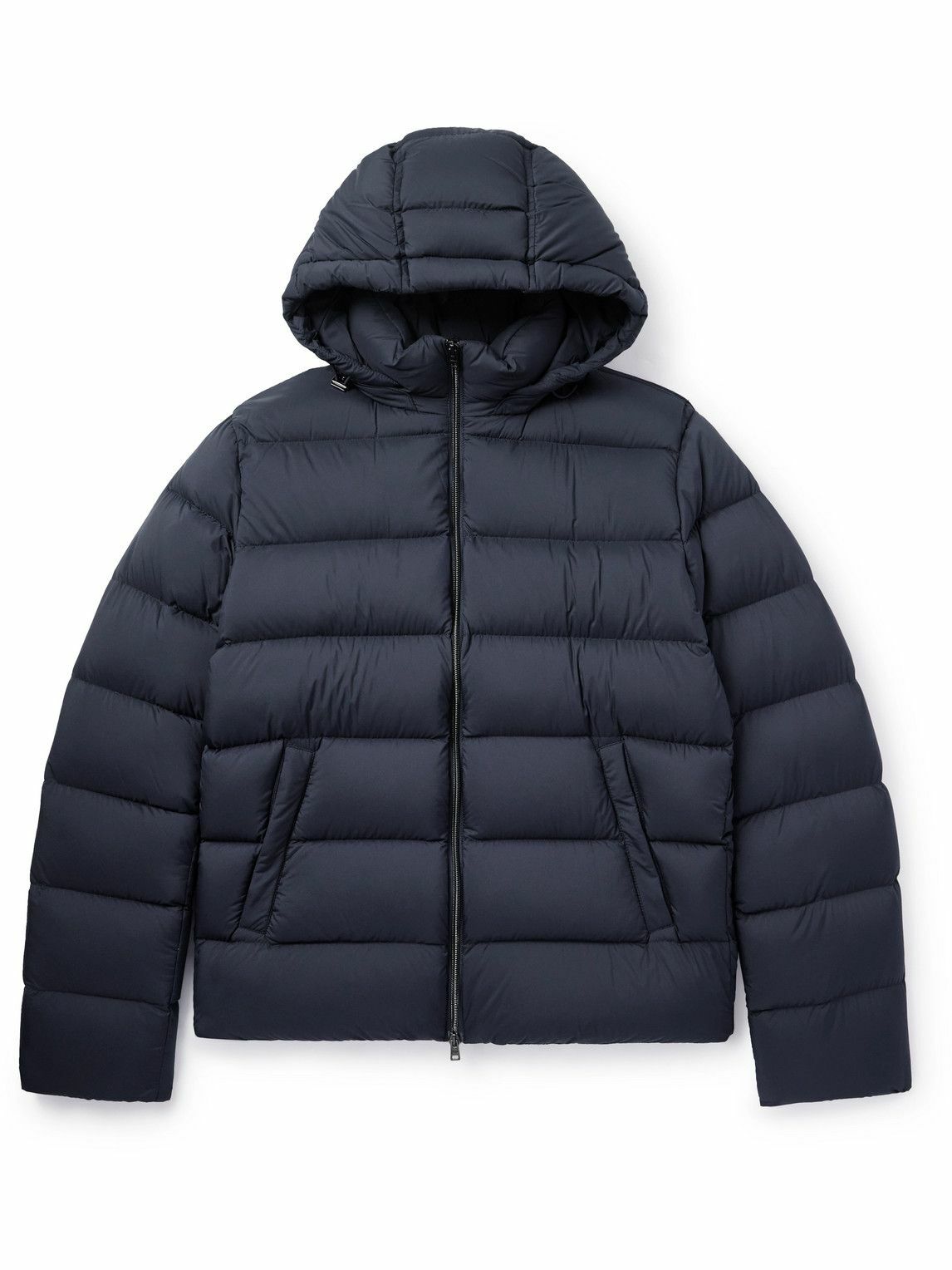 ジャケット HERNO Medium down jacket with hood Herno - Quilted Shell Hooded Down Jacket - Blue Herno
