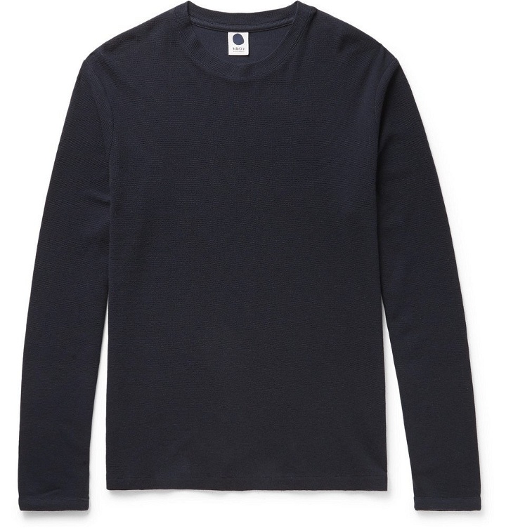 Photo: NN07 - Clive Waffle-Knit Cotton and Modal-Blend T-Shirt - Men - Navy