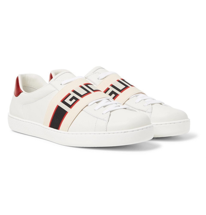 Photo: Gucci - Logo-Print Leather Sneakers - Men - White