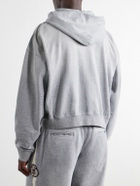 424 - Logo-Appliquéd Distressed Cotton-Jersey Hoodie - Gray