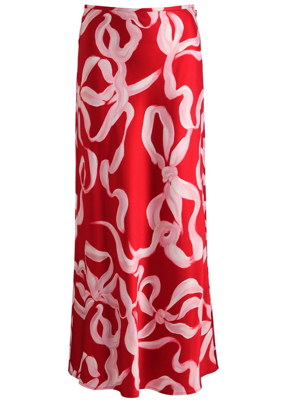 Photo: Kitri Layla Printed Satin Maxi Skirt Red