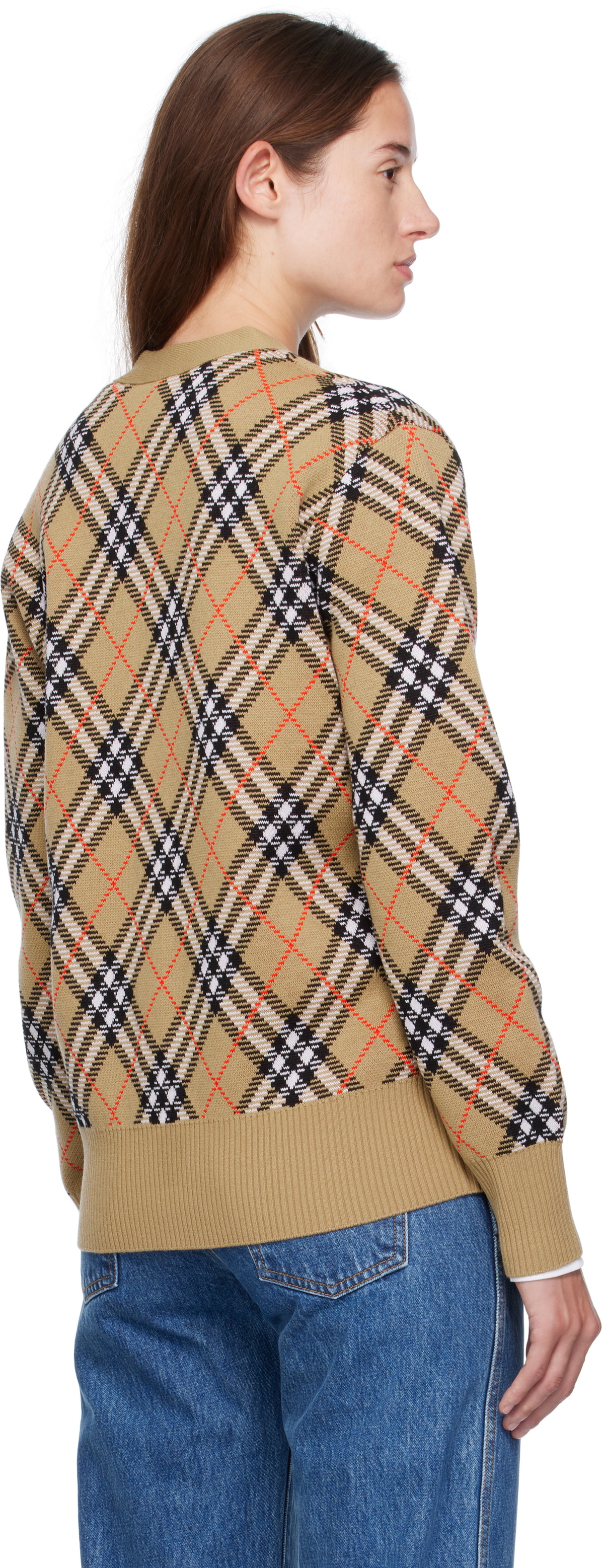 Burberry Beige Check Cardigan