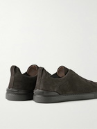 Zegna - Triple Stitch Suede Sneakers - Brown