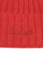 MC2 Saint Barth Man Orange Cashmere Blend Hat Wengen With St. Barth Embroidery