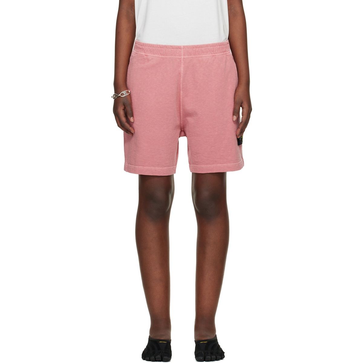 Stone Island Pink 6200014 Malfilé Fleece Old Effect Shorts