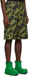MSGM Black & Green Bermuda Shorts