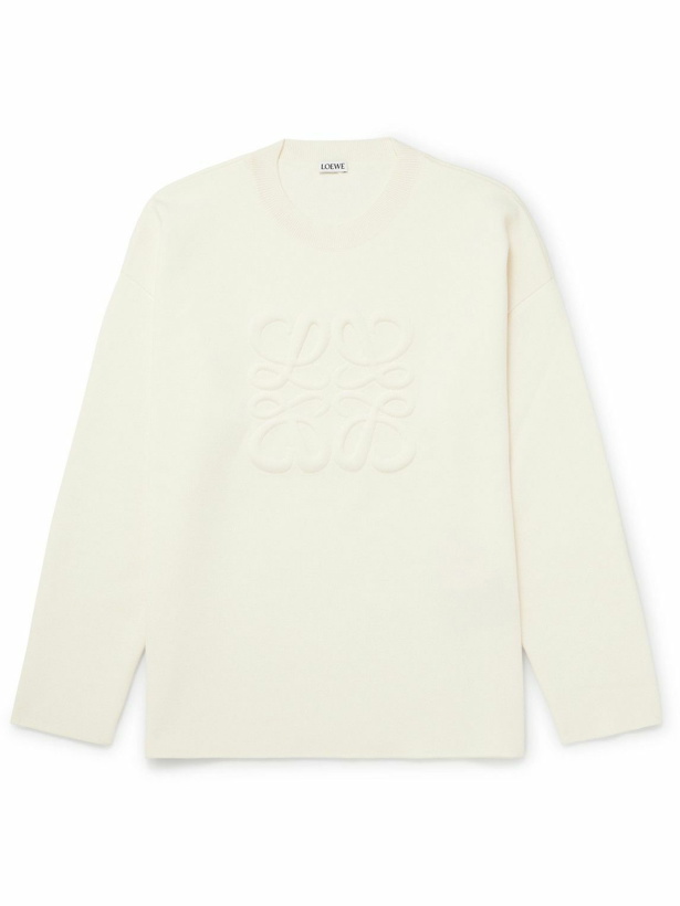 Photo: LOEWE - Logo-Debossed Wool-Blend Sweater - Neutrals